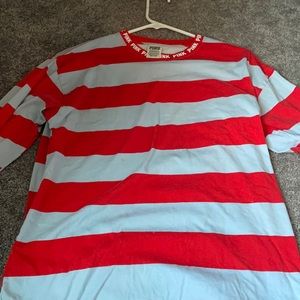 Red& blue striped long sleeve shirt from pink.